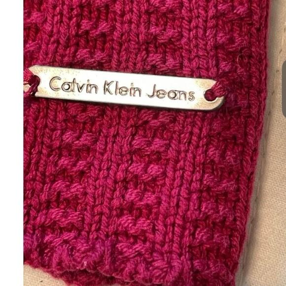 Y2K Vtg Calvin Klein dark pink babydoll. Cable knit top sz large - Picture 3 of 5